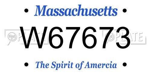 W67673 Massachusetts License Plate