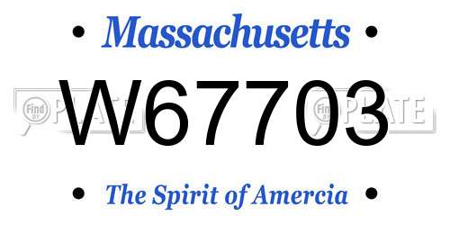 W67703 Massachusetts License Plate