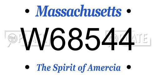 W68544 Massachusetts License Plate