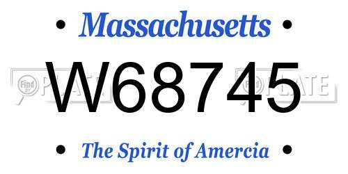 W68745 Massachusetts License Plate