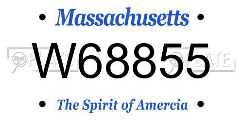 W68855 Massachusetts License Plate