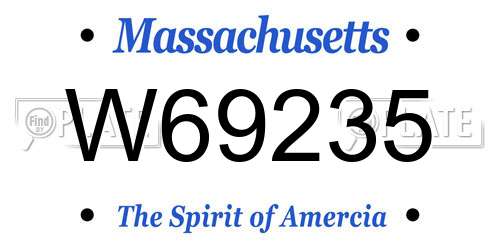 W69235 Massachusetts License Plate
