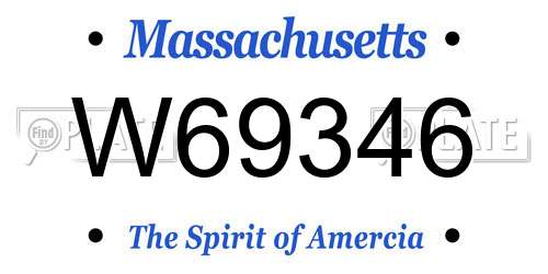 W69346 Massachusetts License Plate