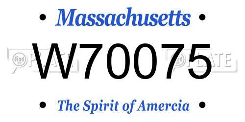 W70075 Massachusetts License Plate
