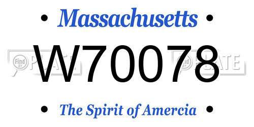 W70078 Massachusetts License Plate