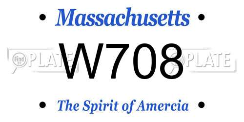 W708 Massachusetts License Plate