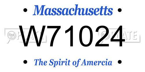W71024 Massachusetts License Plate