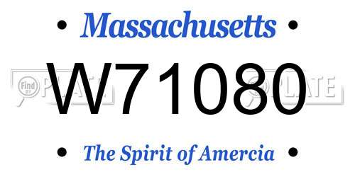 W71080 Massachusetts License Plate