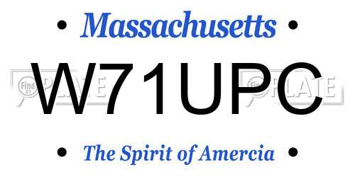 W71UPC Massachusetts License Plate