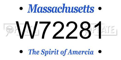 W72281 Massachusetts License Plate