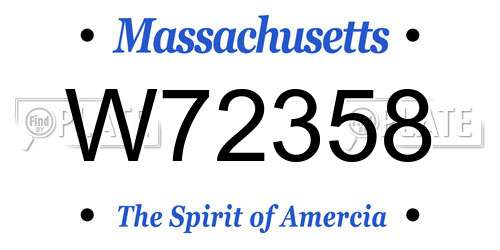 W72358 Massachusetts License Plate