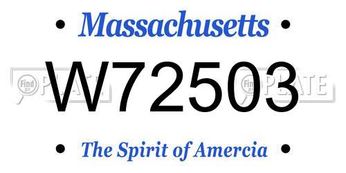 W72503 Massachusetts License Plate