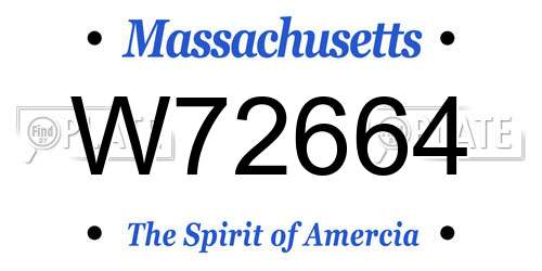 W72664 Massachusetts License Plate