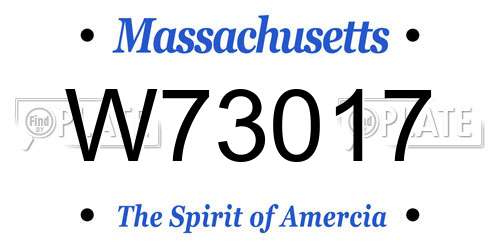 W73017 Massachusetts License Plate