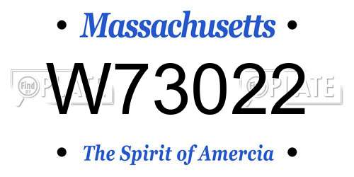W73022 Massachusetts License Plate