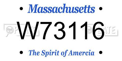 W73116 Massachusetts License Plate