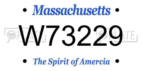 W73229 Massachusetts License Plate