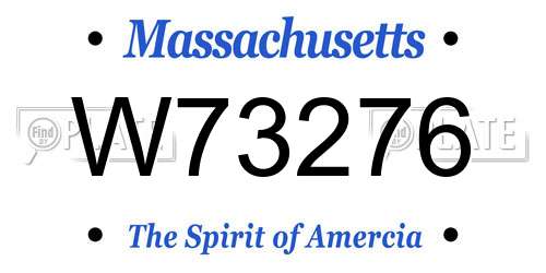 W73276 Massachusetts License Plate