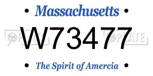 W73477 Massachusetts License Plate
