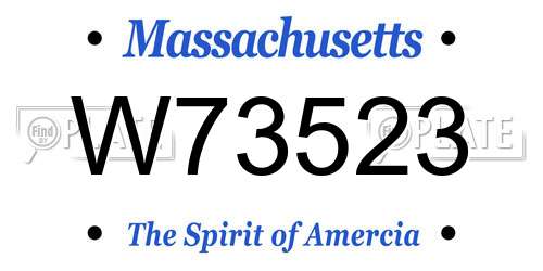 W73523 Massachusetts License Plate