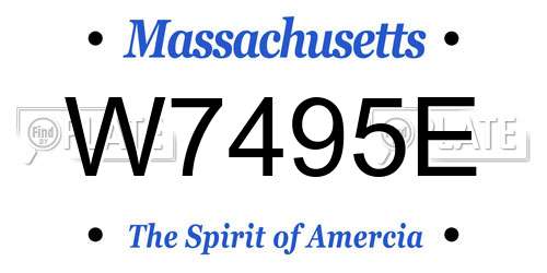 W7495E Massachusetts License Plate