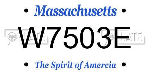 W7503E Massachusetts License Plate
