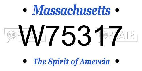 W75317 Massachusetts License Plate