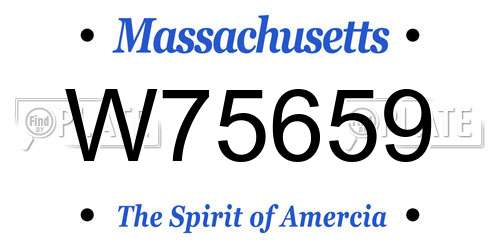 W75659 Massachusetts License Plate