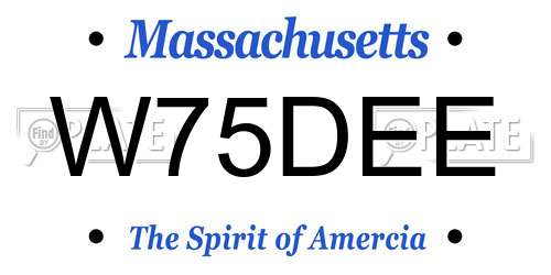W75DEE Massachusetts License Plate