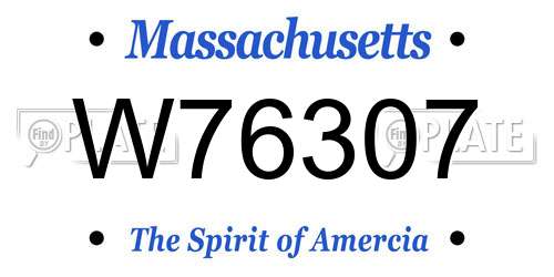 W76307 Massachusetts License Plate