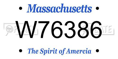 W76386 Massachusetts License Plate