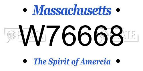 W76668 Massachusetts License Plate