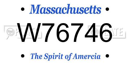 W76746 Massachusetts License Plate