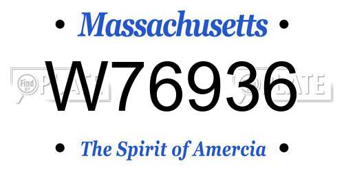 W76936 Massachusetts License Plate