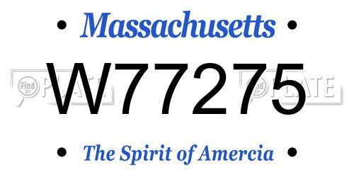 W77275 Massachusetts License Plate