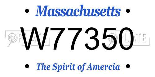 W77350 Massachusetts License Plate