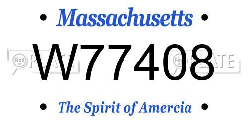 W77408 Massachusetts License Plate