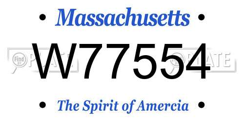 W77554 Massachusetts License Plate