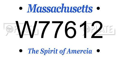 W77612 Massachusetts License Plate