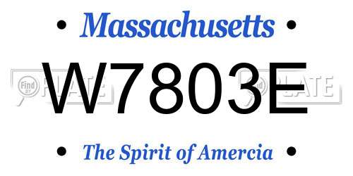 W7803E Massachusetts License Plate