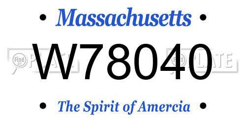 W78040 Massachusetts License Plate