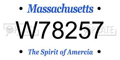 W78257 Massachusetts License Plate