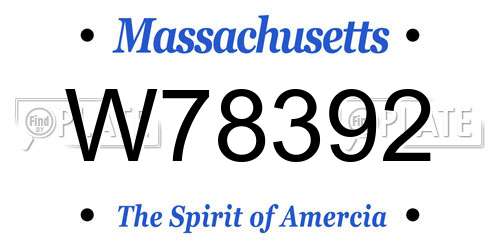 W78392 Massachusetts License Plate