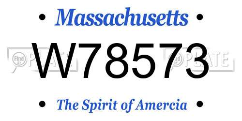 W78573 Massachusetts License Plate