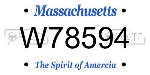 W78594 Massachusetts License Plate