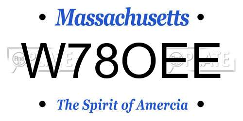W78OEE Massachusetts License Plate