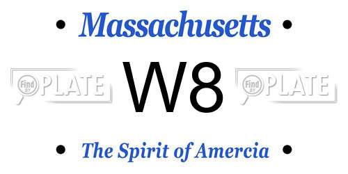 W8 Massachusetts License Plate