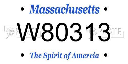 W80313 Massachusetts License Plate