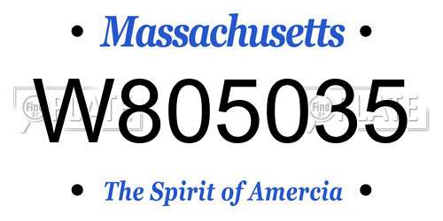 W805035 Massachusetts License Plate