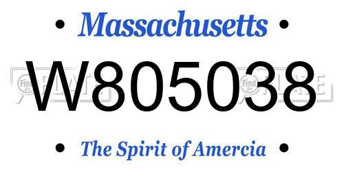 W805038 Massachusetts License Plate